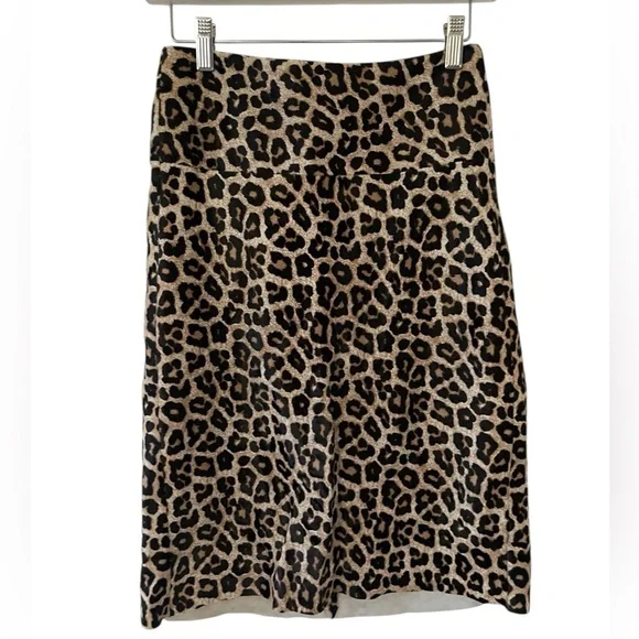 Theory Leopard Calf Hair Midi Skirt A-Line Designer Luxury Quiet Style